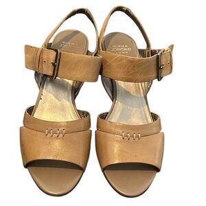 Joan & David Tan Women's Sling Back Sandals Low wedge heel size 8